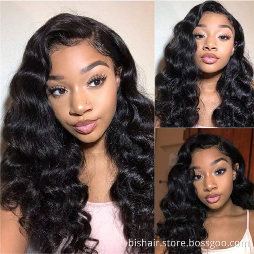 Loose wave 13x4 Lace Real Human Hair Wig 150% Density Brazilian Real Hair Lace Wig Pre-installed Baby Hair Natural Color